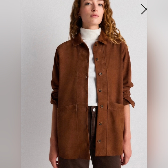 Quince Jackets & Blazers - 100% Suede Chore Jacket Brown Suede Women's Jacket